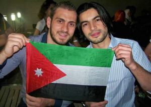 Zaher Zorgatti and Nazem Ezzideen waiting for Yahia Sweis at the airport