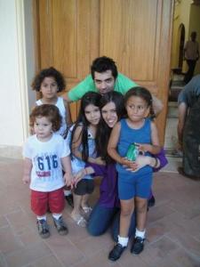 Lara and Bash together with kids fans