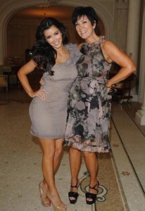 Kim Kardashian wearing a purple dress at the DPA 2009 Gift Lounge in Monte Carlo on June 9th 2009 with her mom Kris Jenner 7