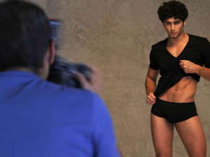 Jesus Luz underwear modeling photoshoot for an Italian fashion brand on June 25th 2009