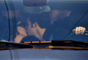 kevin jonas and his girlfriend danielle deleasa seen kissing inside his car