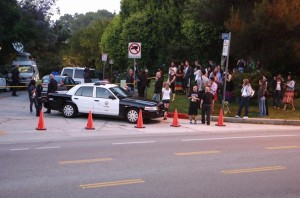 police and fans outside the gates of Michael Jackson  Holmby Hills home at the day of his death