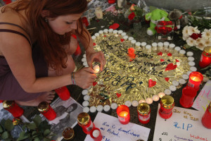 fans lighting candles at a memorial to the late pop icon Michael Jackson on July 7th 2009 in Berlin Germany