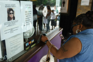 fans at the entrance to watch the Memorial Service of the late singer Michael Jackson at The Pavilion Park Slope Theater on July 7th 2009 in Brooklyn New York