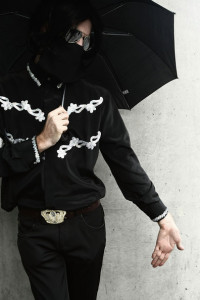 a Michael Jackson impersonator outside at the Michael Jackson public memorial service held at Staples Center on July 7th 2009 in Los Angeles California