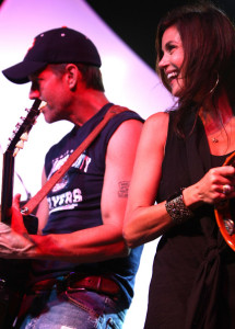 James Denton and Teri Hatcher perform onstage during the 2nd Annual Band From TV Night held at Cal State Fullerton Titan Stadium on July 26th 2008 in Fullerton California 4