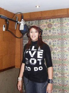 Dyaa Al Tayyeb at the recording studio getting ready for her new album songs singing