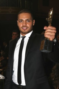 Joseph Attieh photo with his award trophy at the Murex Dor 2009 awards in Lebanon Beirut in July 2009 1