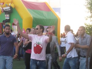 Mohamad Qwaider wearing a pink top