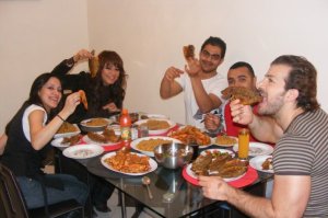 Raqiah and her husband Mohamad with their star academy friends Shahinaz and Hani from Egypt eating together