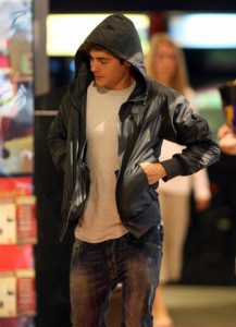 Zac Efron seen at an arcade game place before going to see the new movie BRUNO on July 16th 2009 3