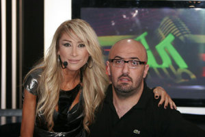 LBC entertainmet show Twist and Shout 1st episode picture of first guest Lebanese singer Karol Saqer with Judge musician Tareq Abu Jawdeh