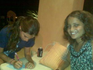 Lara Scandar picture at hacienda signing autographs for young girls fans 2