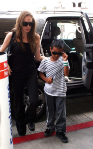 Angelina Jolie and her son Maddox minutes before their flight to Amman Jordan on July 21st 2009 to attend the 24th annual Arab Childrens Congress held by the Noor Al Hussein Foundation 4