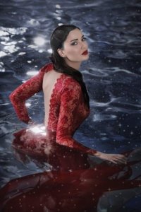 Serine Abdul Nour photoshoot in a red backless dress 2