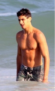 jesus Luz at the beach of Leblon in Zona Sul Rio de Janeiro on August 8th 2009 topless in the sea