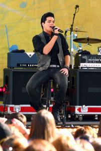 Adam Lambert performing on stage during Good Morning America at Rumsey Playfield Central Park on August 7th, 2009 in New York City