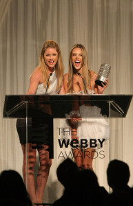 Alessandra Ambrosio on stage with model Doutzen Kroes as she accepts the Webby for Victorias Secret Best Fashion Site during the 13th Annual Webby Awards at Cipriani Wall Street on June 8th 2009 in New York 4