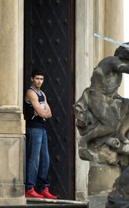 Jesus Luz spotted outside the Troja Castle in Prague Czech Republic on August 12th 2009 wearing red shoes