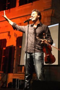 Brono Tabbal graduate of lbc staracademy second season singing on stage at his concert in Lebanon in August 2009 3