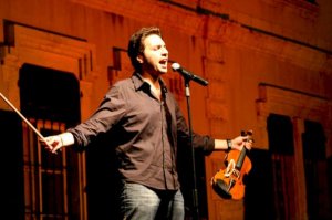 Brono Tabbal graduate of lbc staracademy second season singing on stage at his concert in Lebanon in August 2009 2