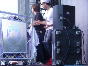 Jesus Luz at the DJ booth during the opening of the show of Madonnas concert in Prague 2