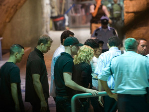 jesus Luz picture with his girlfriend madonna and security guards entering the Western Wall tunnel in Jerusalem during their visit to Tel Aviv Israel on August 31st 2009 1