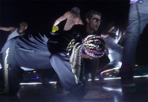 jesus Luz dancing on stage with the dancers during the Madonna's concert in Tel Aviv on September 2nd 2009