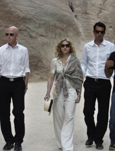 Madonna picture with her manager Guy Oseary while at the ancient Rose city of Petra in Jordan on September 3rd 2009 9