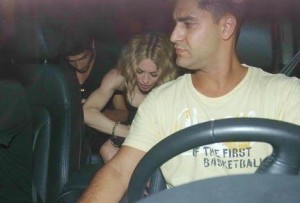 Madonna candids inside the car with Jesus Luz while arriving at the Dan hotel in Tel Aviv after her last concert on September 2nd 2009 where later they had dinner at Seatara restaurant in Israel 1