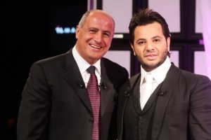 Nichan Deirharoutinian photo with lebanese reporter marcel ghanem at the TV talk show Il Maestro