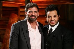 Nichan Deirharoutinian photo with egyptian director khaled Yousef at the TV talk show Il Maestro 5