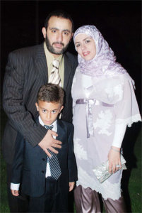 Picture of Egyptian actor Ahmed Al Sakka with his wife Maha and their son