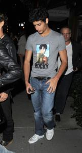 Jesus Luz spotted wearing a rocky imprinted tshirt while out for dinner at Nellos restaurant on Madison Avenue in New York on September 15th 2009