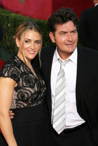 Charlie Sheen and Brooke Mueller arrive at the 61st Primetime Emmy Awards held at the Nokia Theatre on September 20th 2009 in Los Angeles