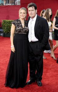 Charlie Sheen and Brooke Mueller arrive at the 61st Primetime Emmy Awards held at the Nokia Theatre on September 20th 2009 in Los Angeles