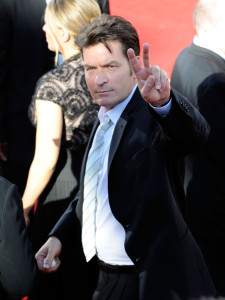 Charlie Sheen arrives at the 61st Primetime Emmy Awards held at the Nokia Theatre on September 20th 2009 in Los Angeles