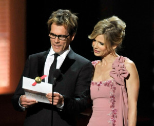 Kevin Bacon and Kyra Sedgwick present the Outstanding Supporting Actress in a Miniseries or Movie award at the 61st Primetime Emmy Awards