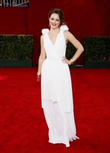 Leighton Meester arrives at the 61st Primetime Emmy Awards held at the Nokia Theatre on September 20th 2009 in Los Angeles