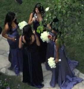 Kim and Kourtney Kardashian as the bridesmaids at the wedding ceremony of their sister Khloe