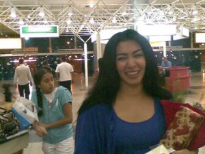 Mirhan Hussein photo as she arrives at the Cairo airport from Lebanon after Ramadan in September 2009