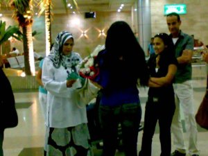 Mirhan Hussein photo as she arrives at the Cairo airport from Lebanon after Ramadan in September 2009