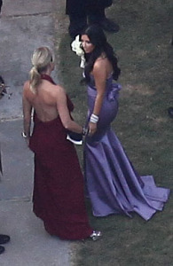 Kim Kardashian spotted at the wedding receptiopn of her sister Khloe wearing a backless purple dress as the bridesmaid at the brides residence in Beverly Hills on September 27th 2009 9