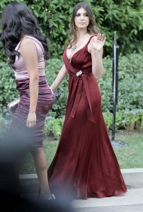 Brittny Gastineau arrives in a dark maroon gown to Khloe Kardashian and Lamar Odom wedding reception held at the couples residence in Beverly Hills on September 27th 2009 5