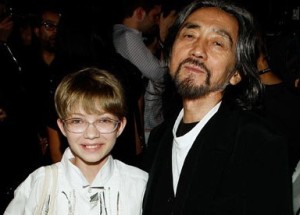 Tavi Gevinson with Designer Yohji Yamamoto during the Y3 Spring 2010 Fashion Show in New York on Sept 13th  2009   Copy