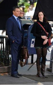 Matt Damon and Emily Blunt were spotted on the filming set of their new movie The Adjustment Bureau in New York City on October 5th 2009 2