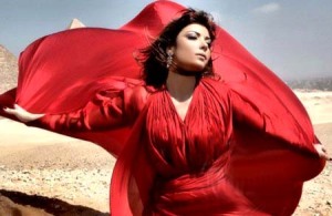 Asala Nasri new photo shoots for her campaign in a red elegant dress 1