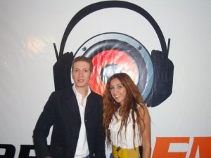 Maison from Egypt at a radio station during an interview