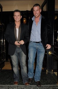 Stephen Gately and his boyfriend Andrew Cowles leaving the press night for the musical Joseph and his Technicolour Dreamcoat at the Adelphi Theatre in England on July 17th 2007