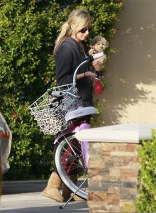 Ashley Tisdale spotted riding her new pink bicycle on the streets of Toluca Lake on October 6th 2009 3